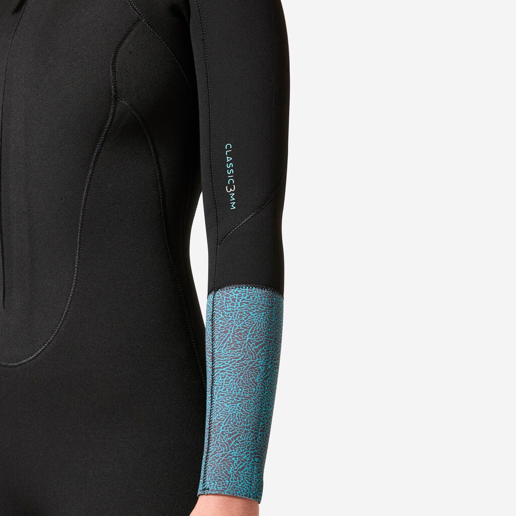 Women’s sea wading full-body wetsuit 3/2 neoprene double zip - classic