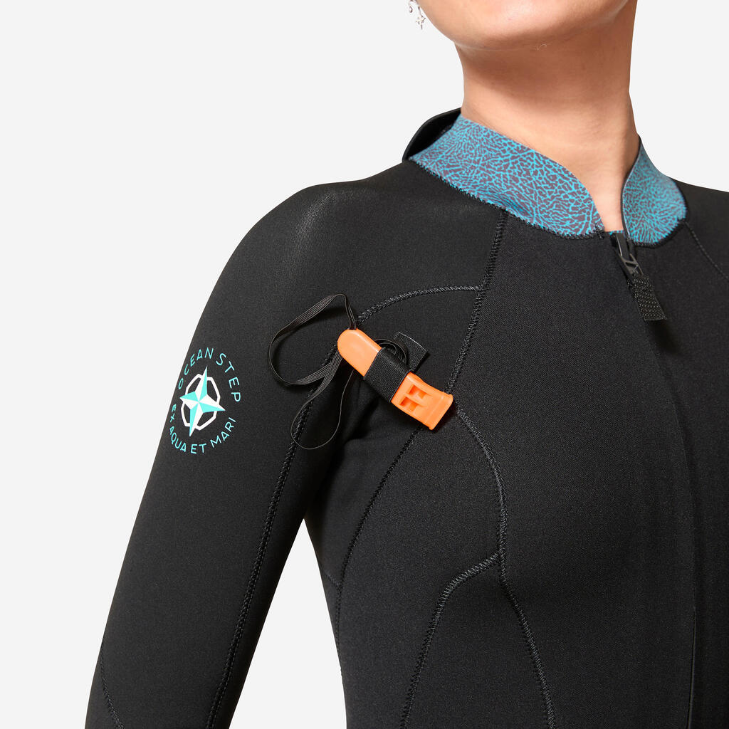 Women’s sea wading full-body wetsuit 3/2 neoprene double zip - classic