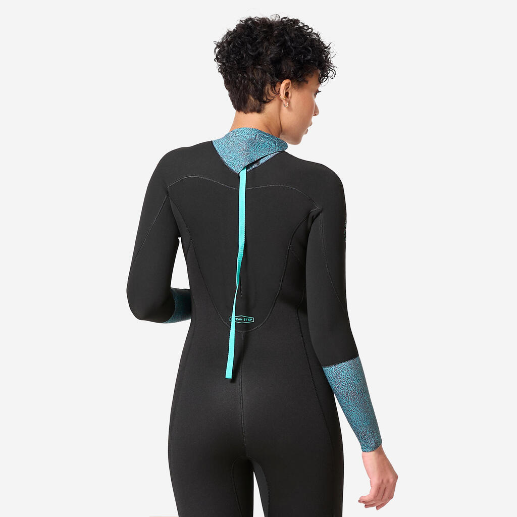 Women’s sea wading full-body wetsuit 3/2 neoprene double zip - classic