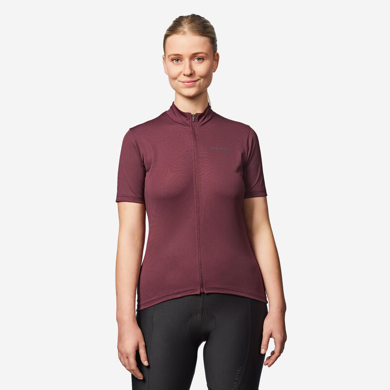 Maillot manches courtes  vélo essential femme bordeaux