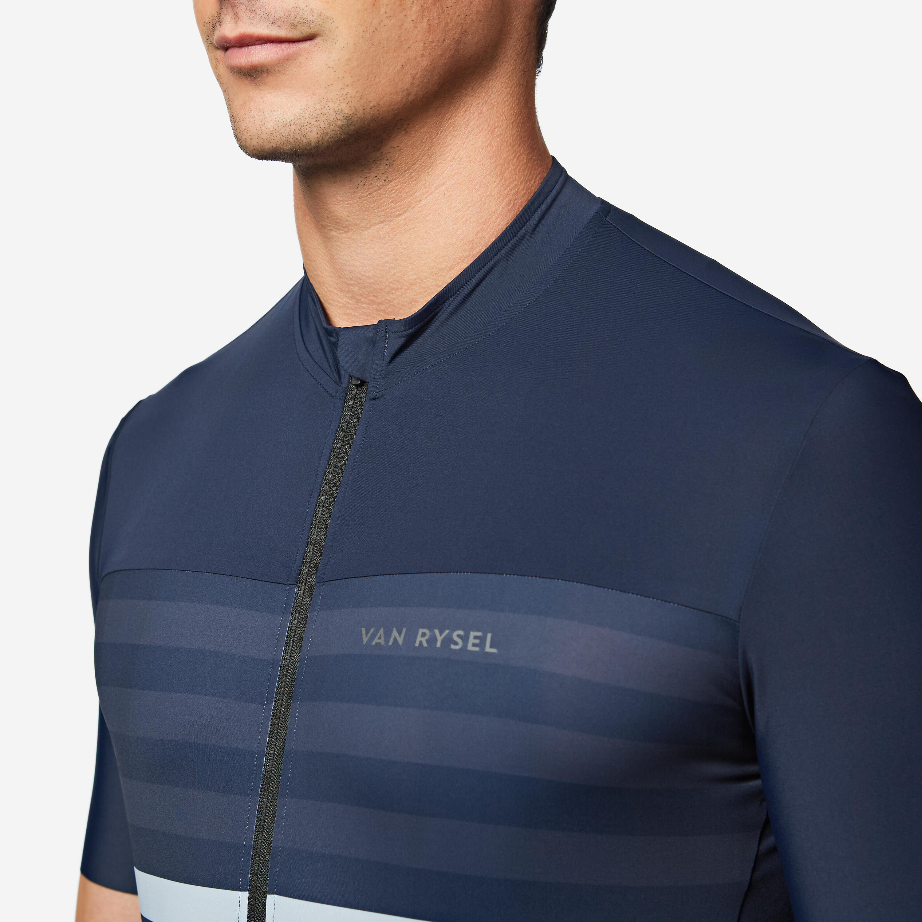 Men's fitted short-sleeved summer road bike jersey - EDR 2 - Striped blue 6/9