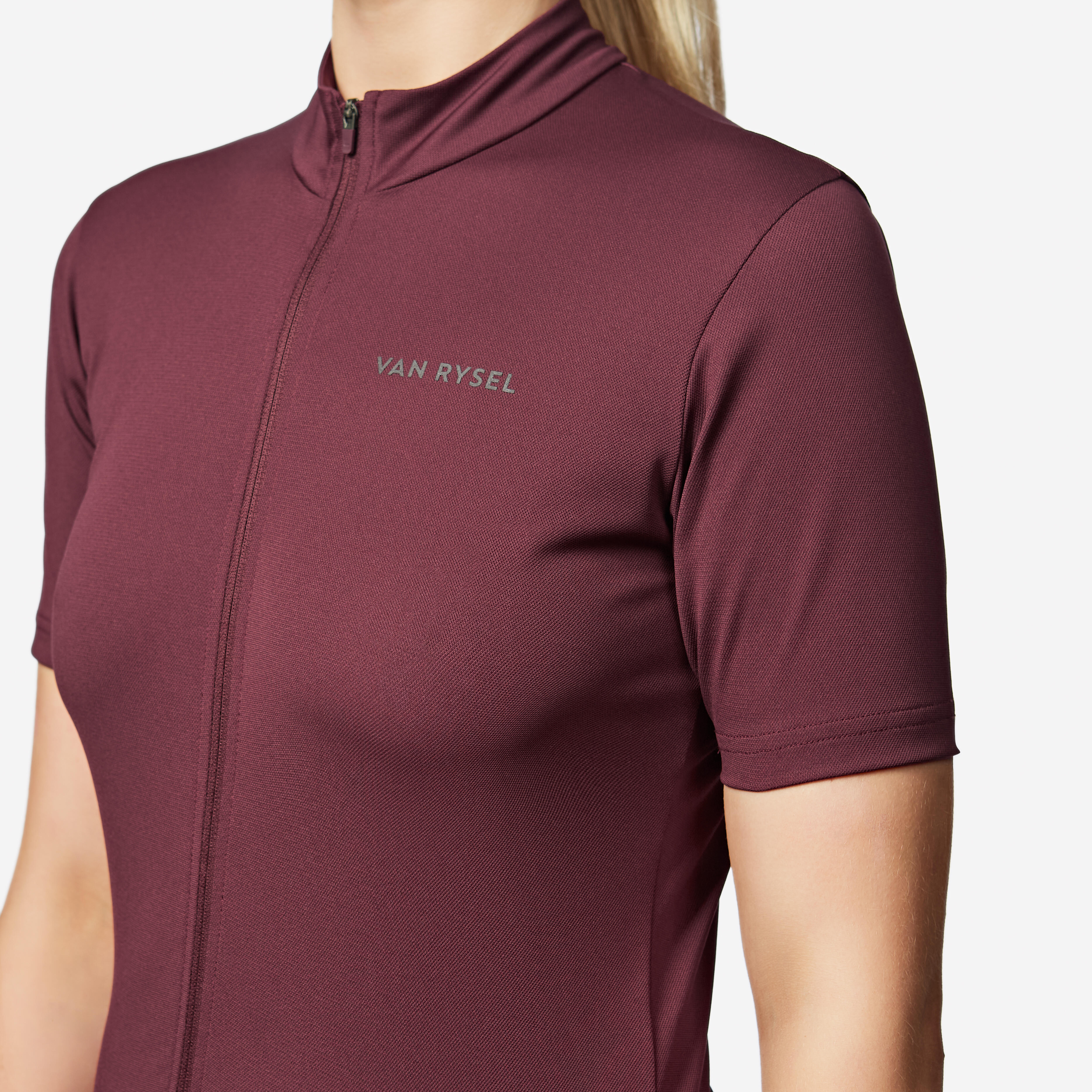 Women's Short-Sleeved Cycling Jersey - RC 100 Burgundy - VAN RYSEL