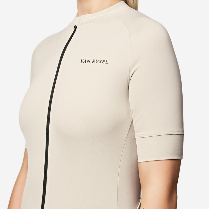 Maillot vélo route manches courtes été regular femme - beige