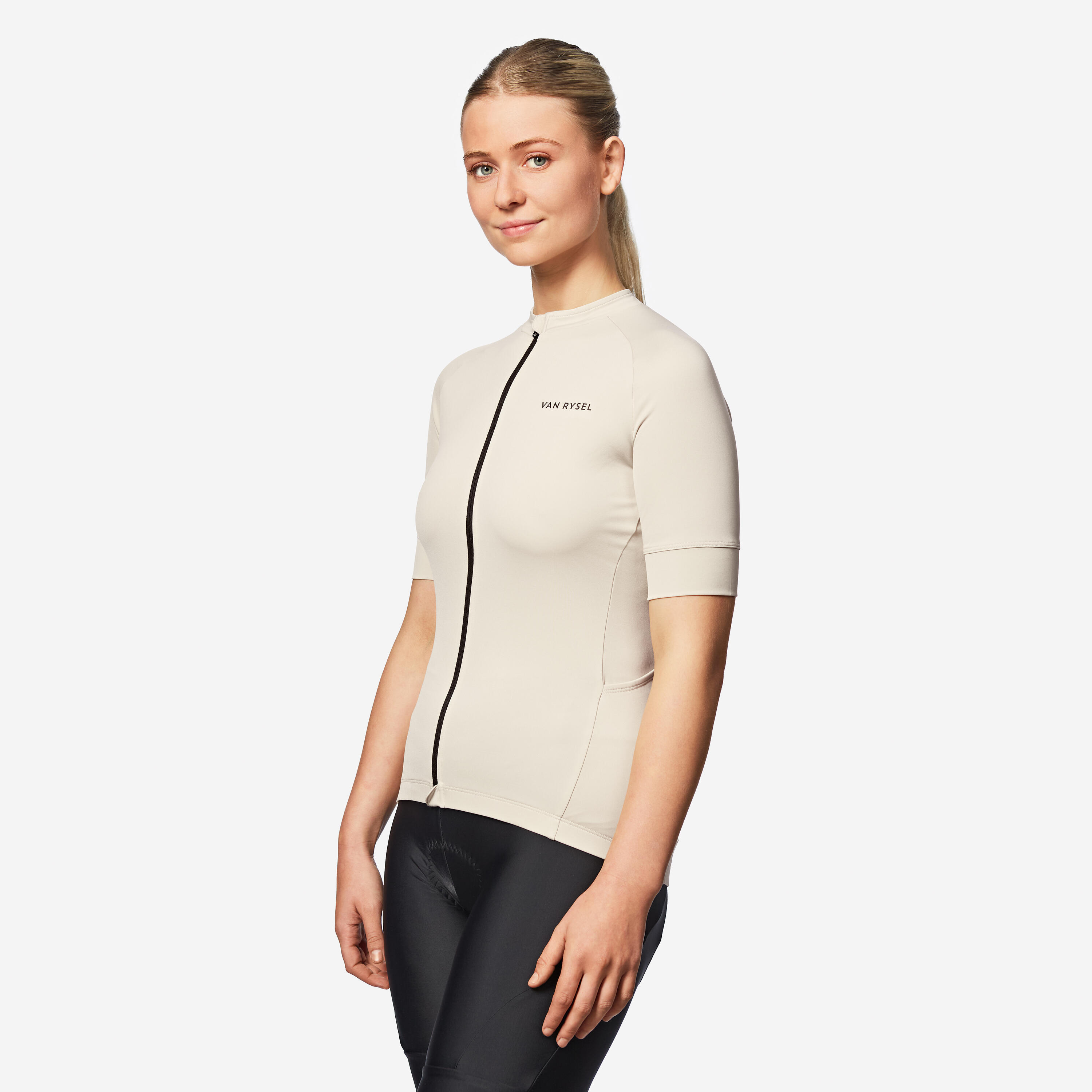 Radtrikot Rennrad kurz Sommer Regular Damen Beige  2/8