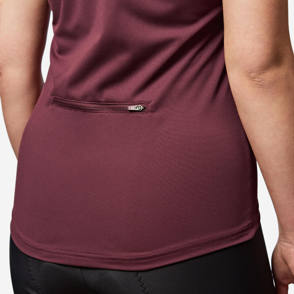 Essential Women's Short-Sleeved Cycling Jersey - Burgundy