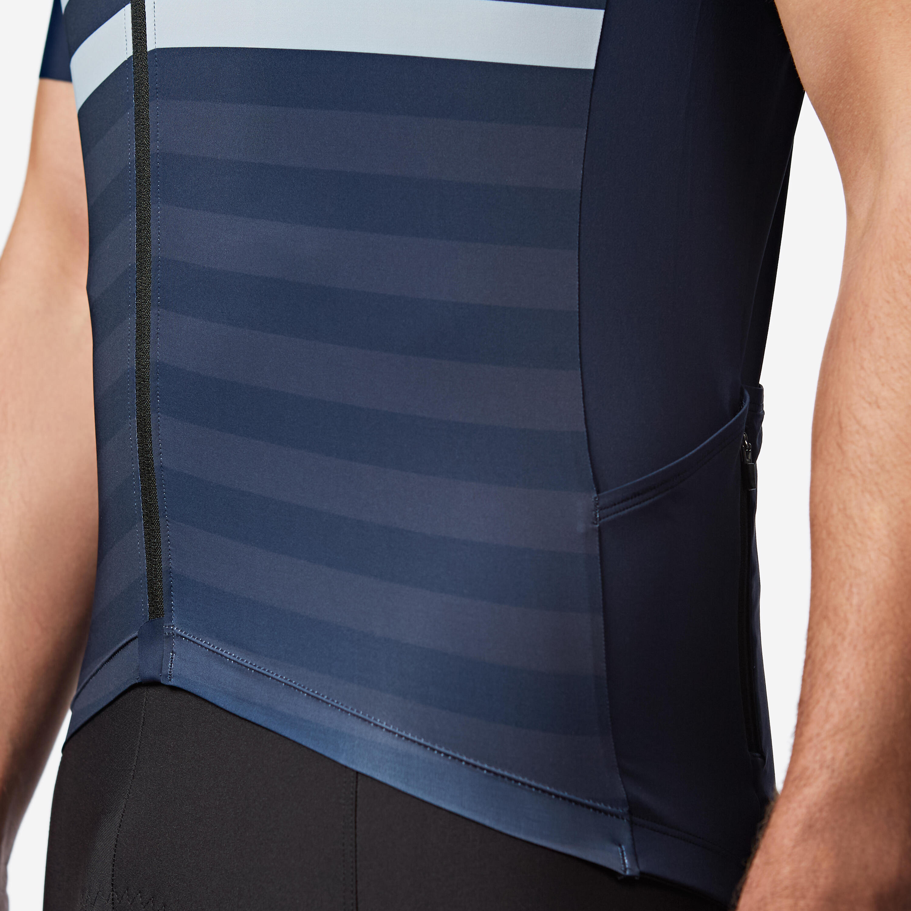 Men's fitted short-sleeved summer road bike jersey - EDR 2 - Striped blue 5/9