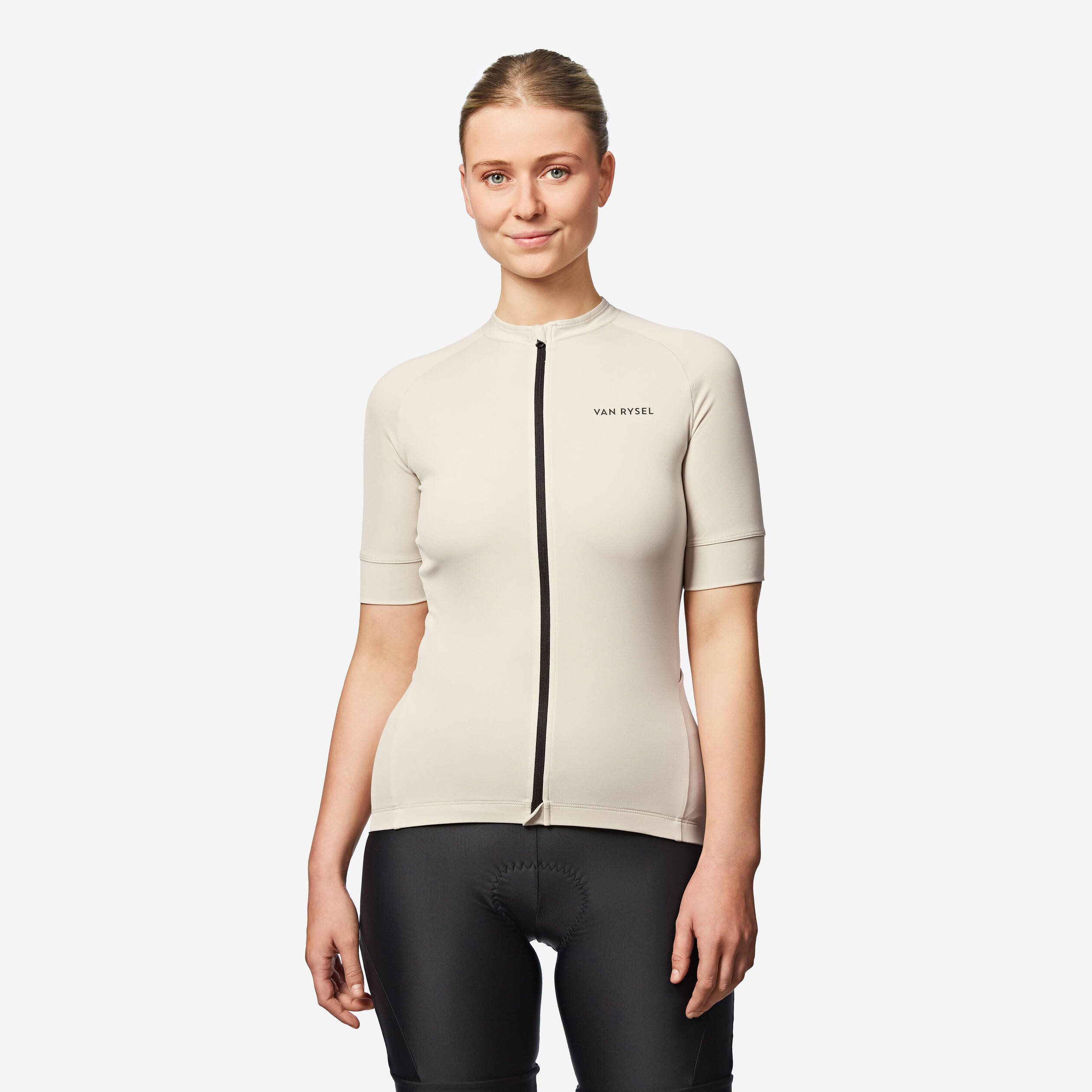 Women Cycling Short Sleeve Jersey - Beige