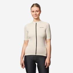 Maillot vélo route manches courtes été regular femme - beige