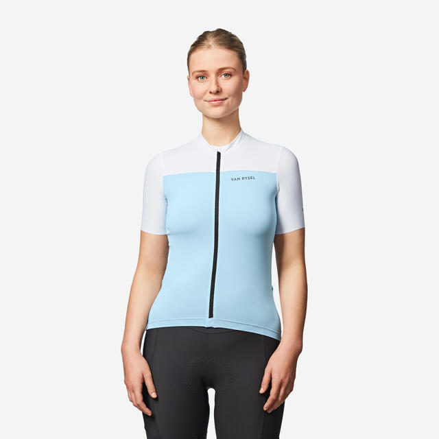 VAN RYSEL TRICOTA CICLISMO RUTA MUJER EDR 2 - CORTE AJUSTADO CELESTE