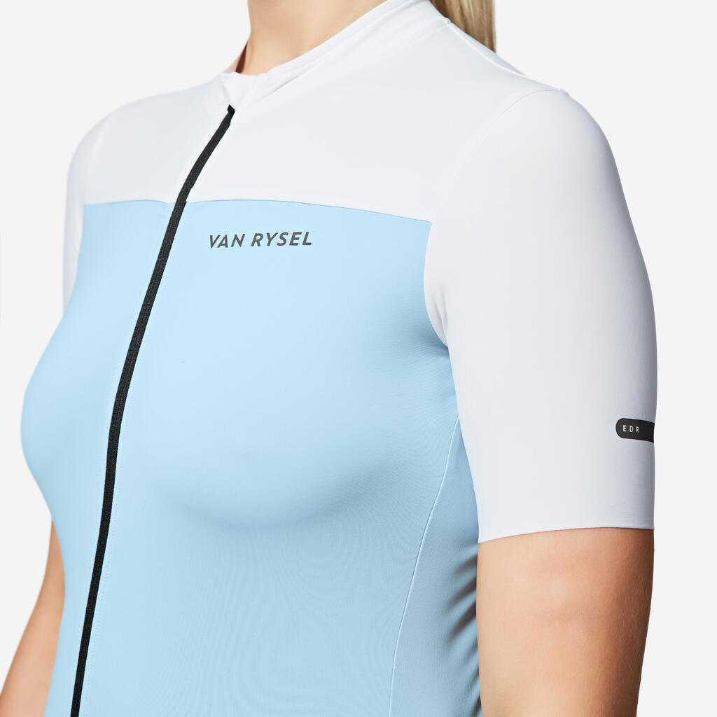 Jersey de ciclismo de carretera de manga corta azul para mujer Endurance 2