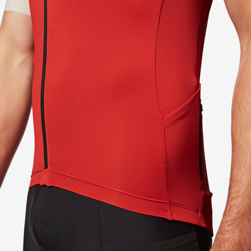 Camisola Manga Curta Ciclismo de Estrada Verão Homem ENDURANCE 2 Vermelho/Bege
