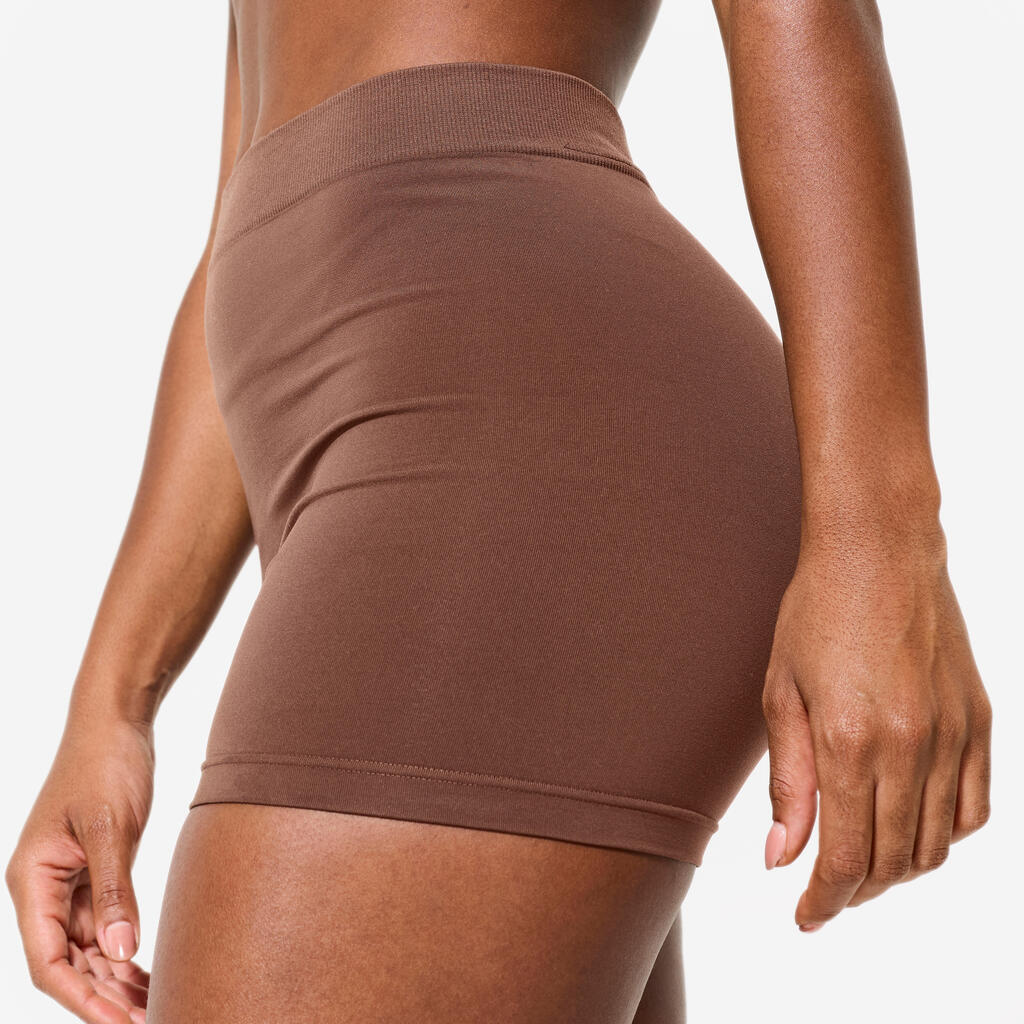 Women's High-Waisted Boxer Shorts - Beige