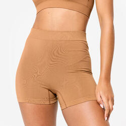 Boxer short de sport taille haute femme - marron foncé