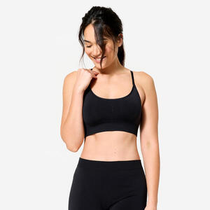Sujetador deportivo sujeción baja tirantes desmontables Mujer Decathlon negro