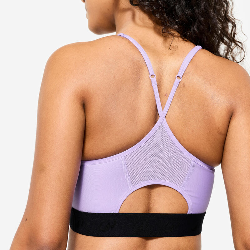 Brassière bretelles fines croisées maintien léger Femme, Violet