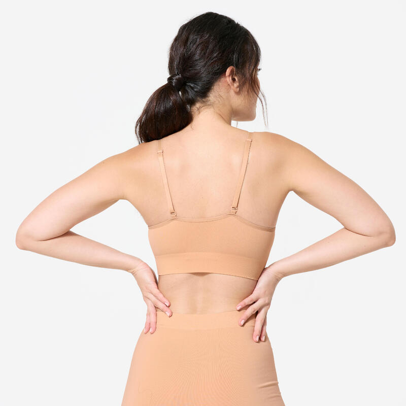 Tanzbustier Modern Jazz nahtlos wandelbare Träger Damen - beige 