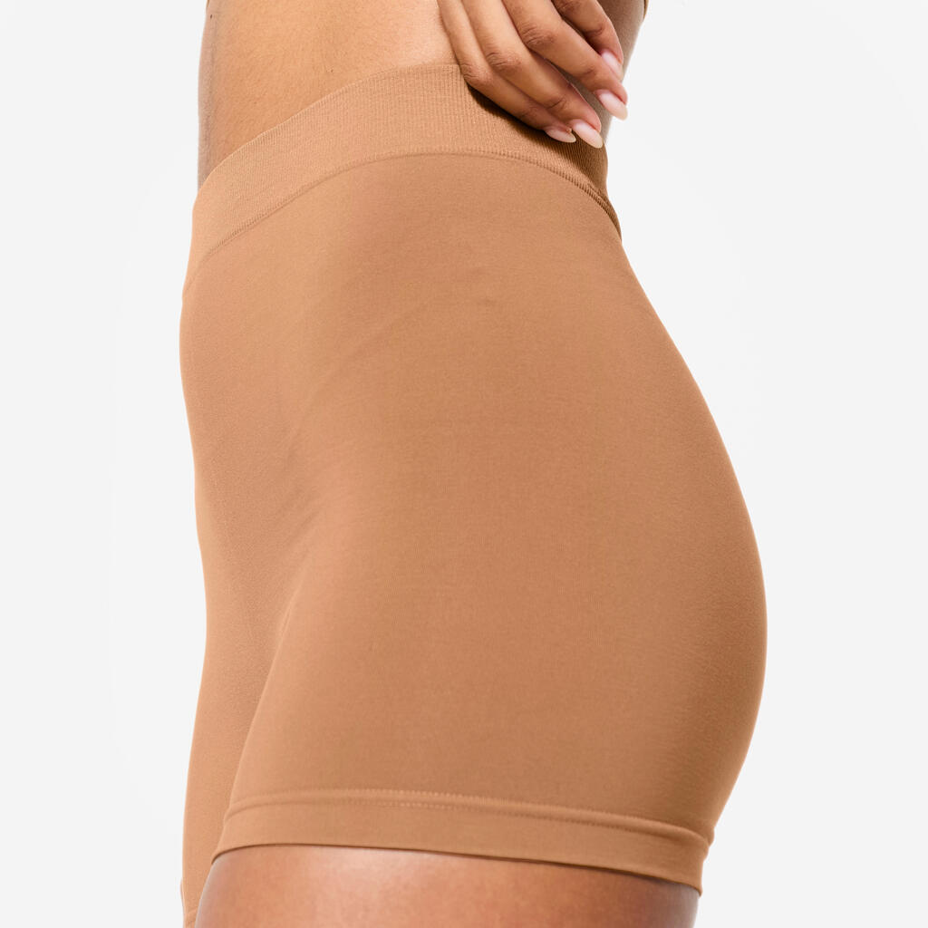 Women's High-Waisted Boxer Shorts - Beige