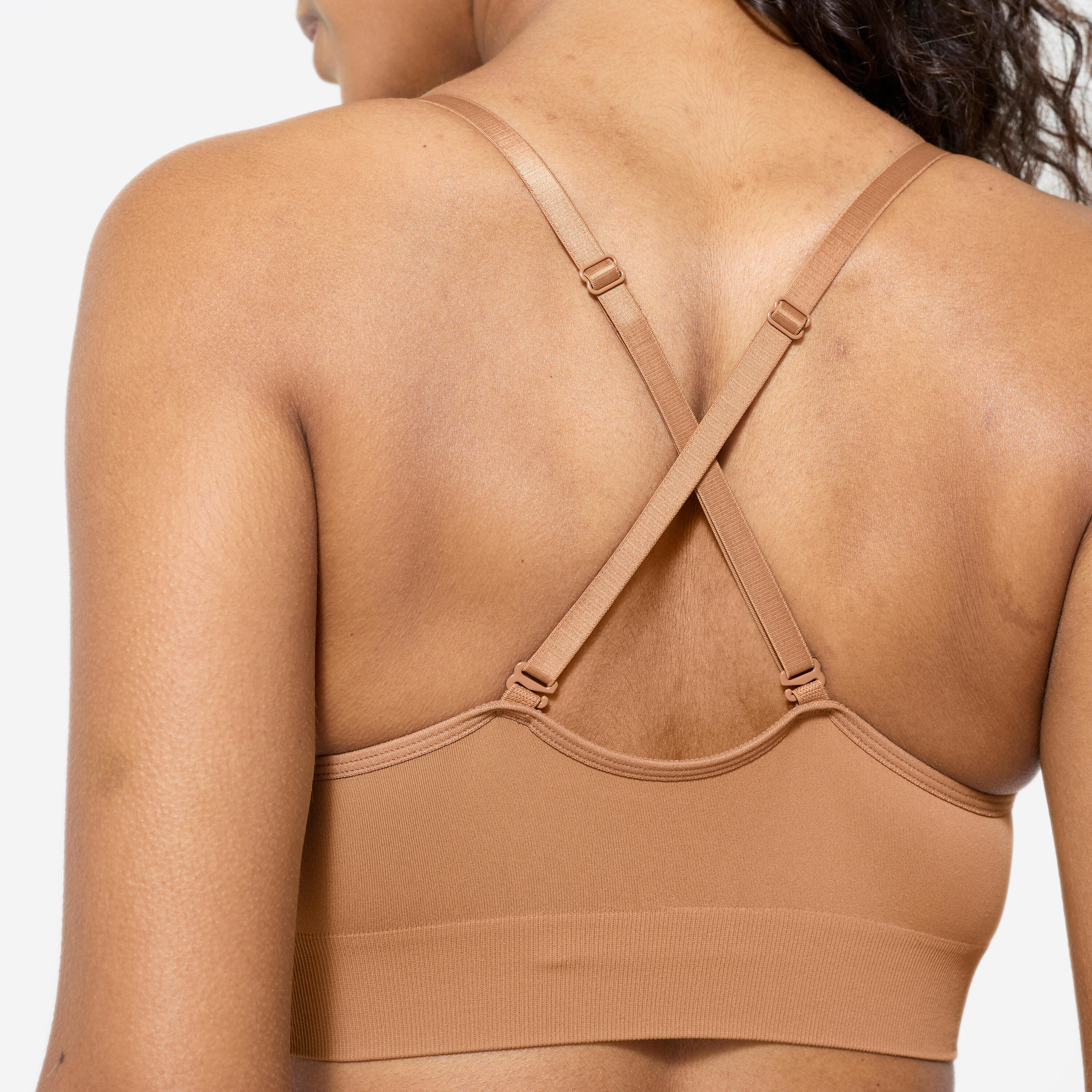 Reggiseno sportivo donna palestra traspirante sostegno leggero caramello 4/9