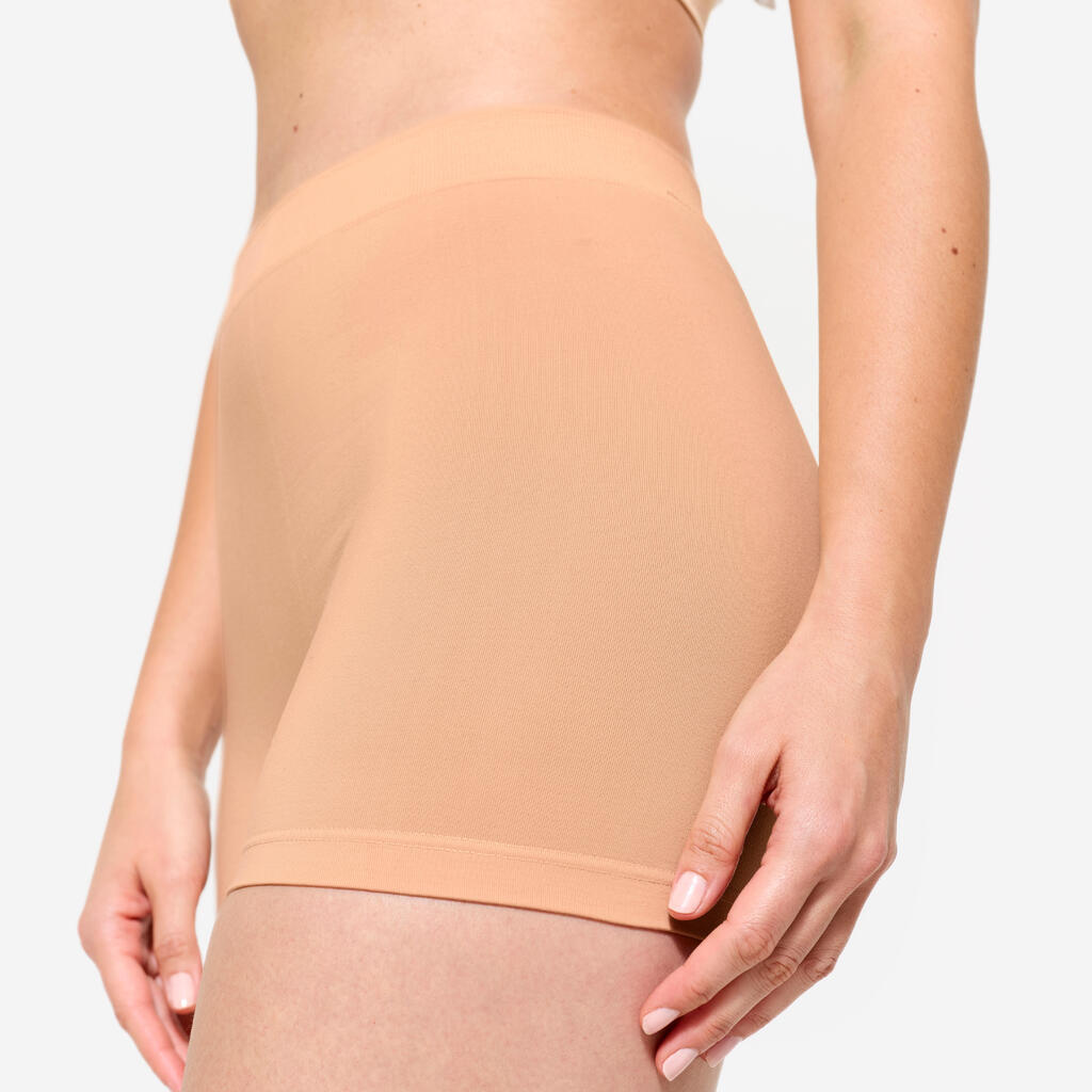 Women's High-Waisted Boxer Shorts - Beige