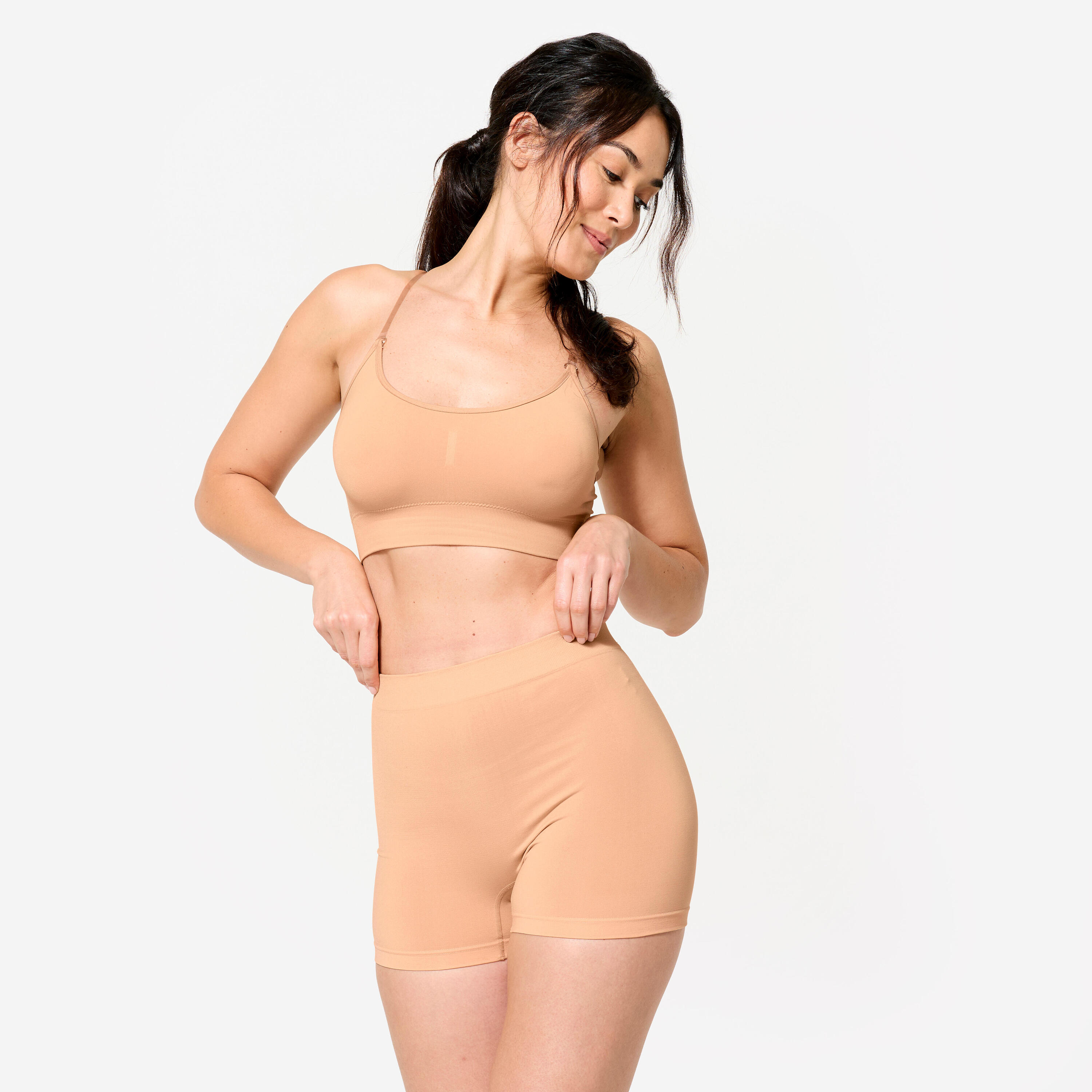 Boxer short de sport taille haute Femme - beige 2/9