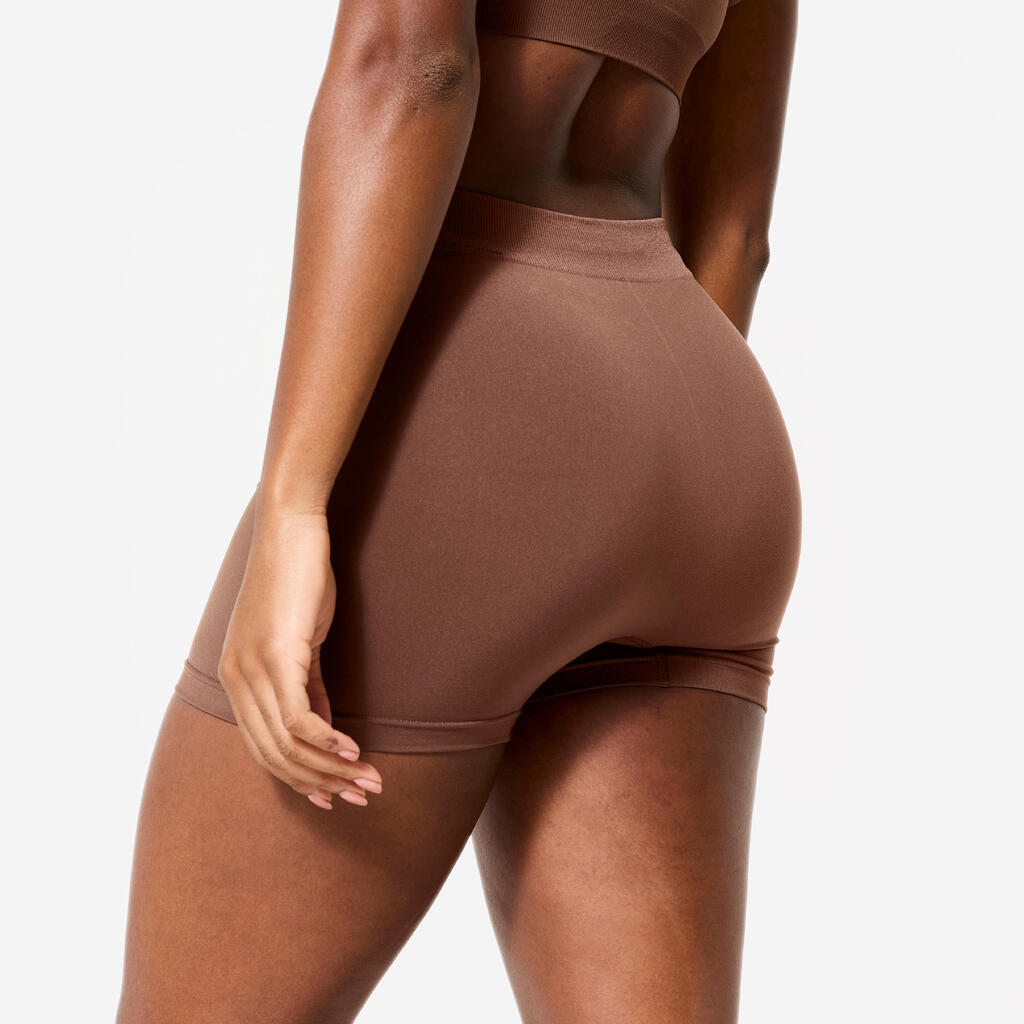 Women's High-Waisted Boxer Shorts - Beige