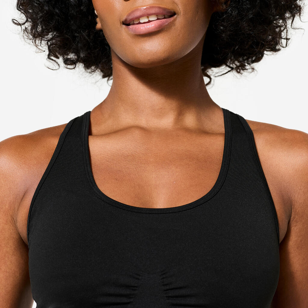 Brassière bretelles croisées maintien léger Femme, noir