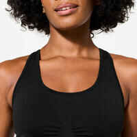 Women's Light Support Sports Bra with Cross-Over Straps - Black