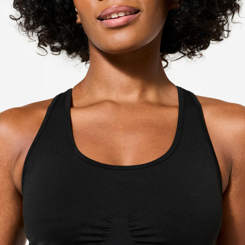 Brassière bretelles croisées maintien léger Femme, noir