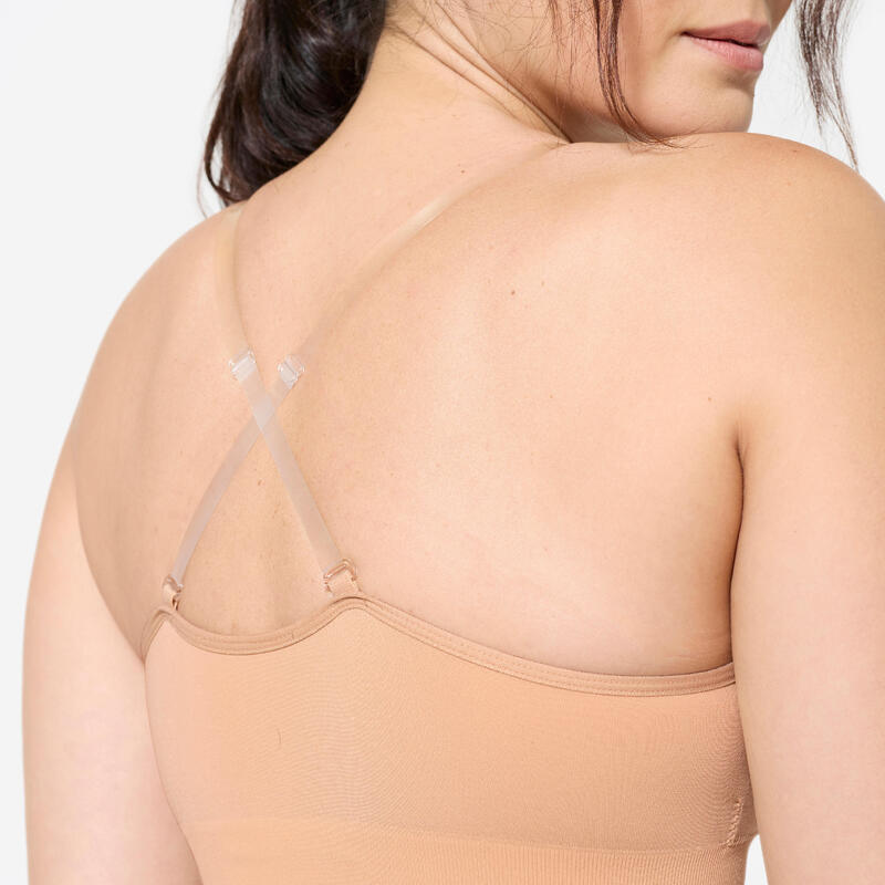 Tanzbustier Modern Jazz nahtlos wandelbare Träger Damen - beige 