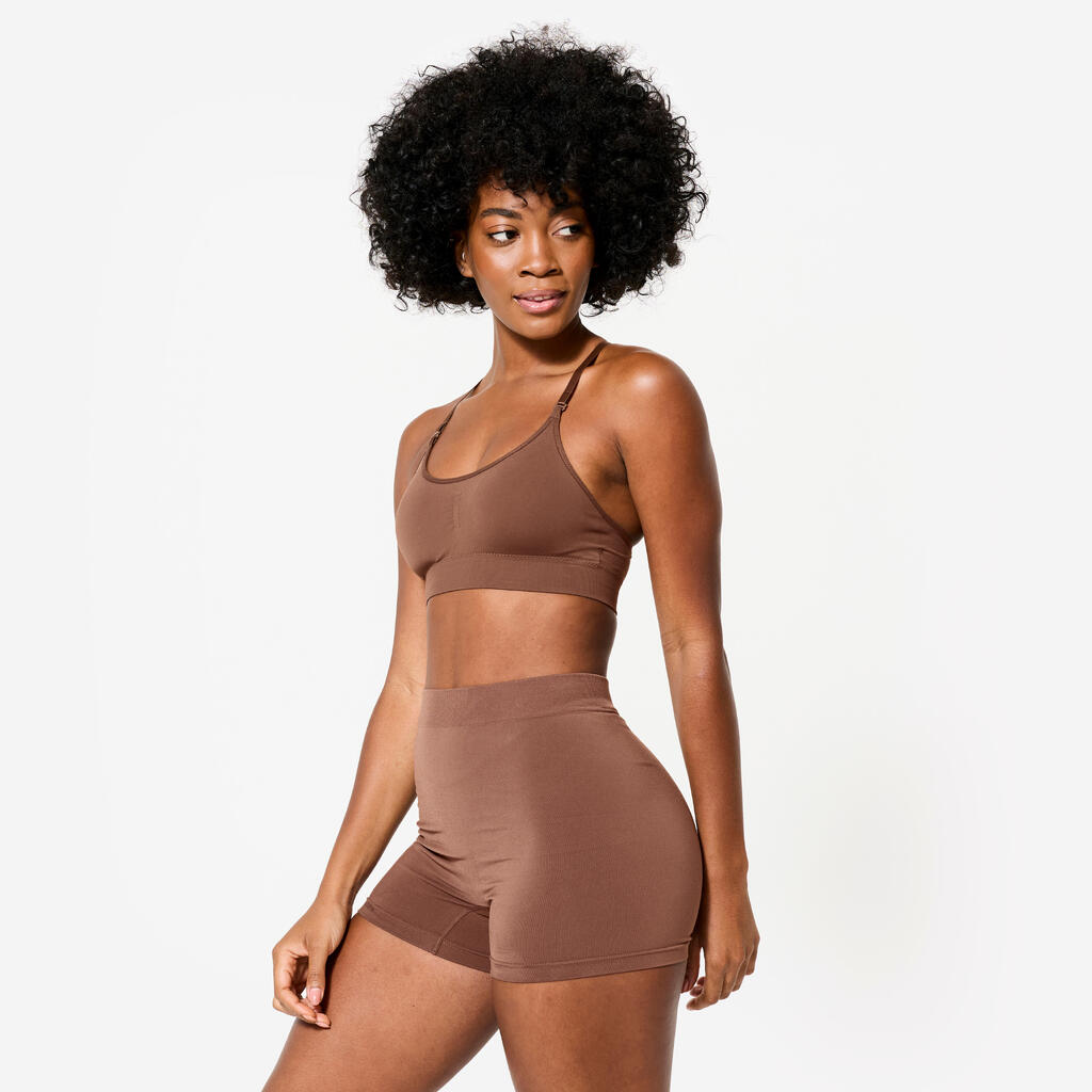 Women's High-Waisted Boxer Shorts - Beige