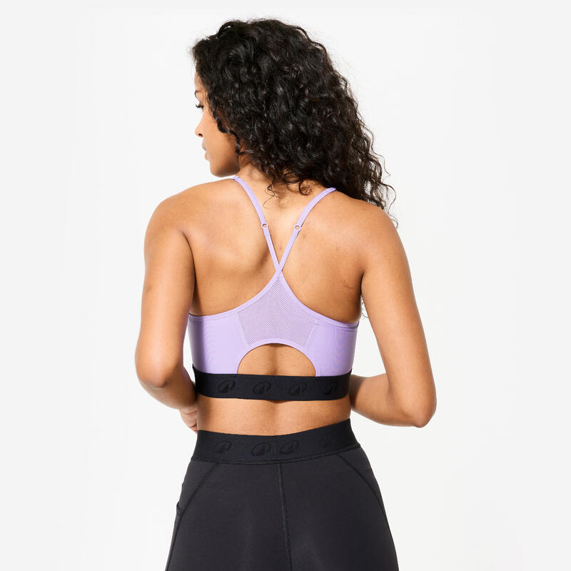Brassière bretelles fines croisées maintien léger Femme, Violet