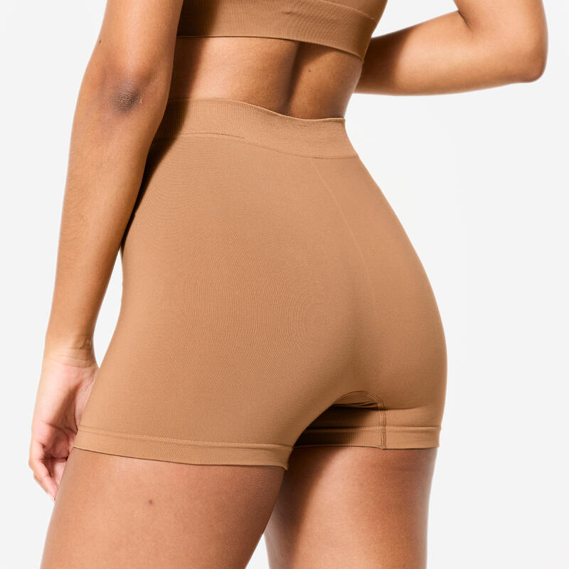 Boxer short de sport taille haute Femme - caramel