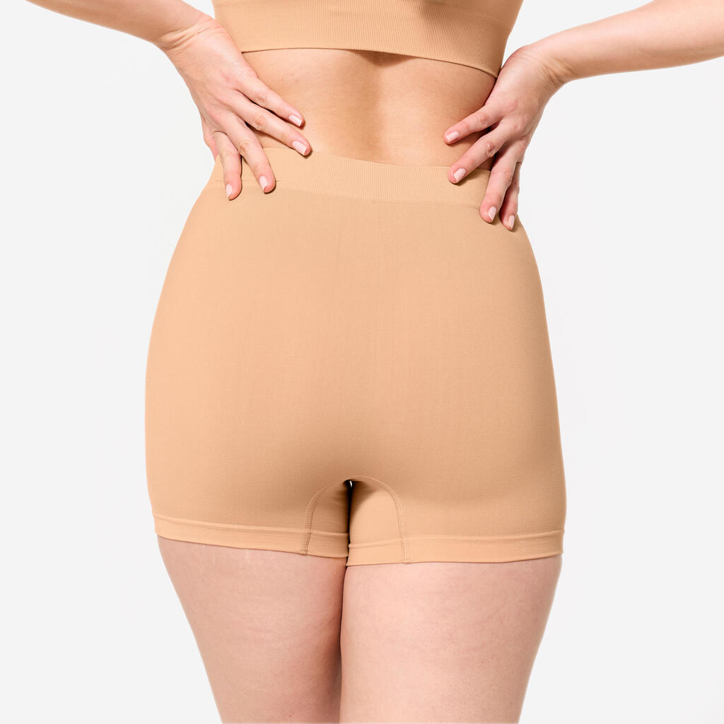 Women's High-Waisted Boxer Shorts - Beige