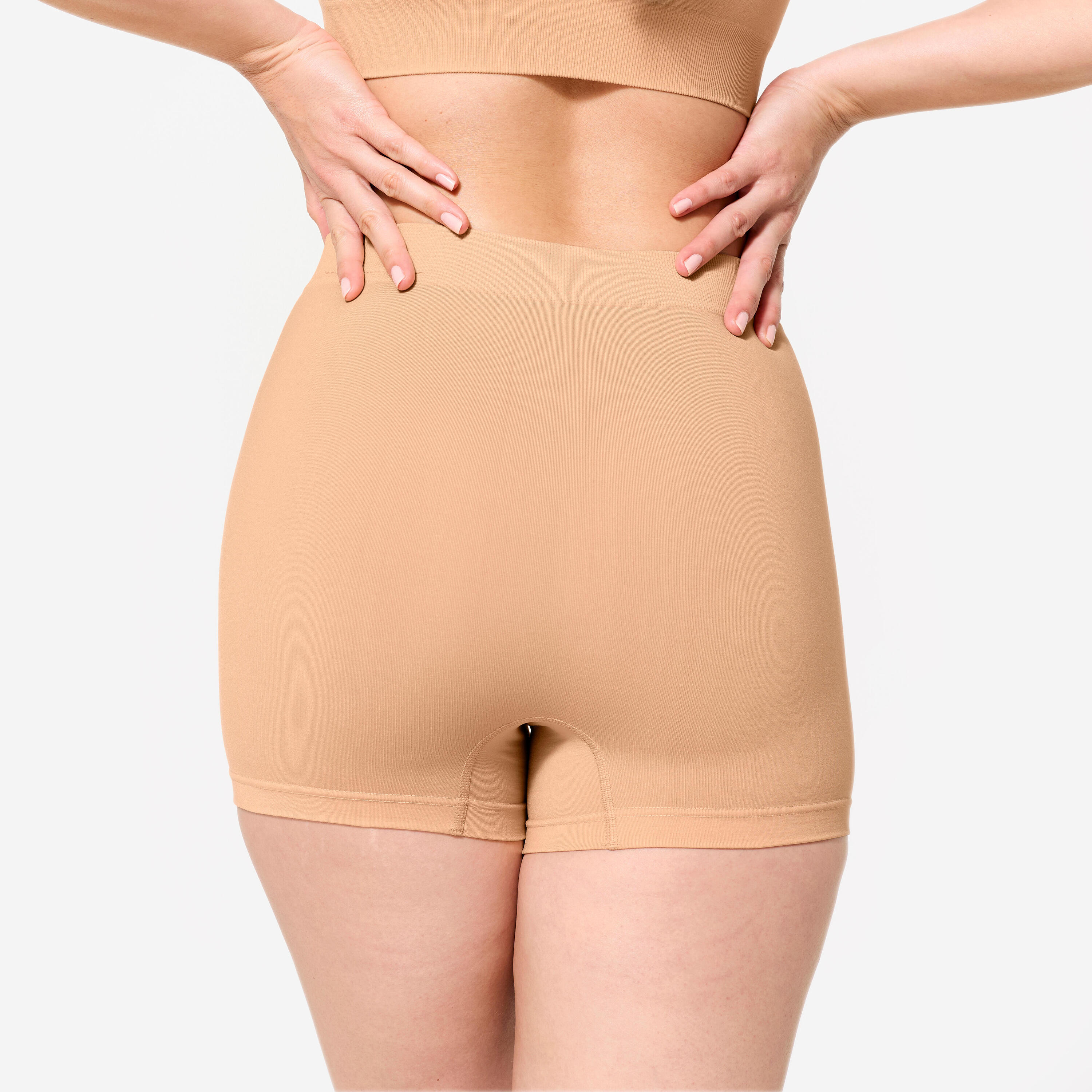 Boxer short de sport taille haute Femme - beige 5/9