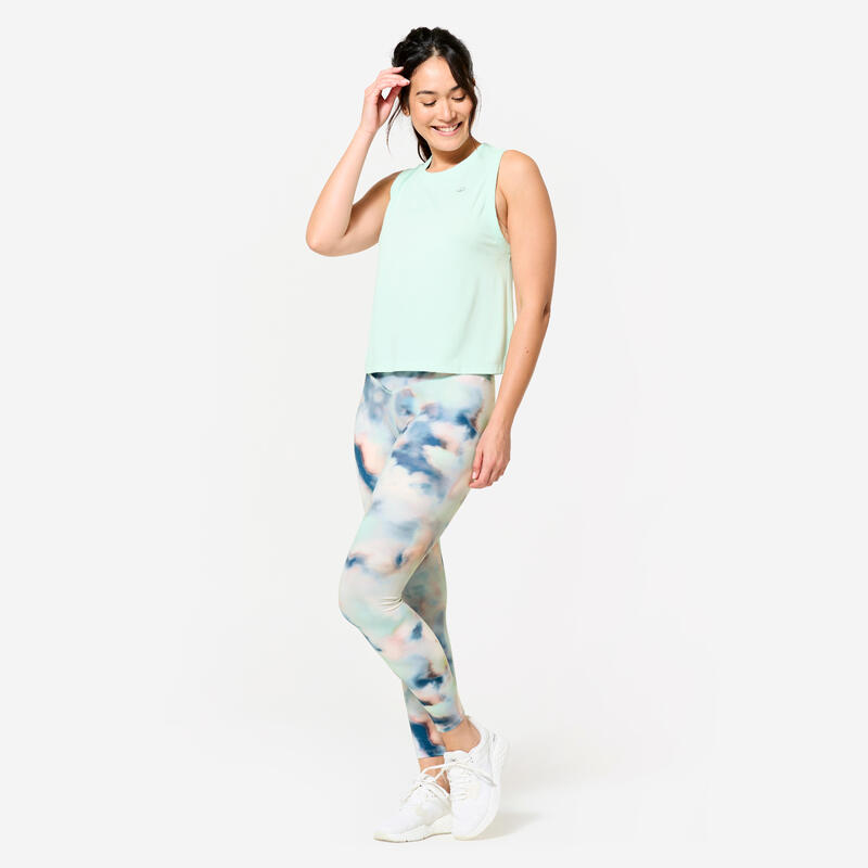 Tricou crop top din bumbac pentru fitness Verde deschis Damă