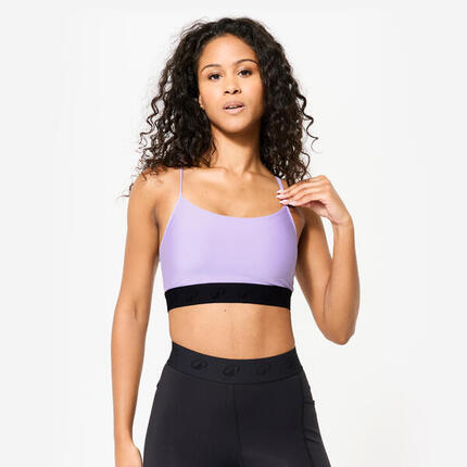 Brassière bretelles fines croisées maintien léger Femme, bleu marine