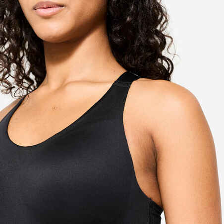 Women's High Support Adjustable Sports Bra with Cups - Black