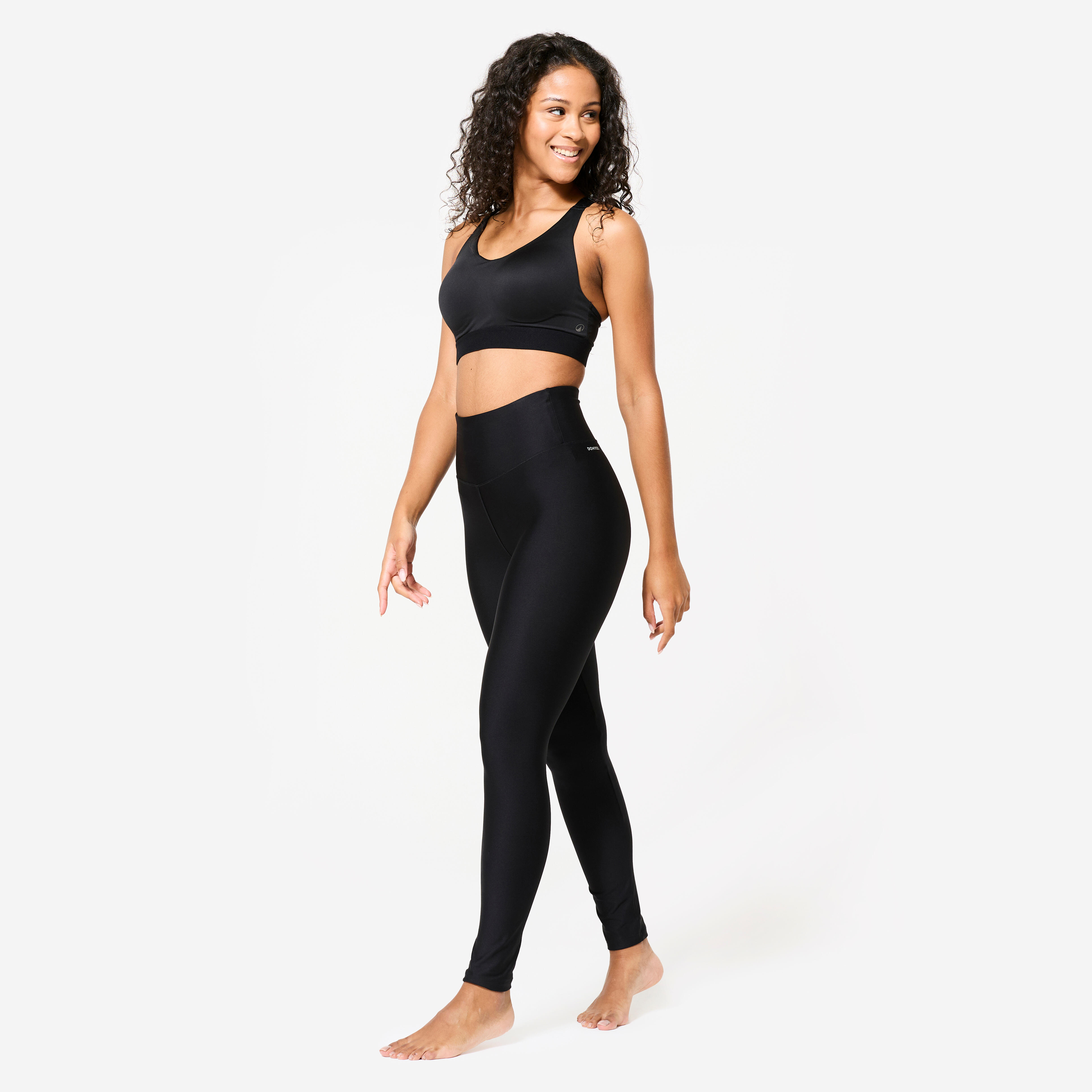 Women’s Fitness High Support Sports Bra - 900 Black - DECATHLON
