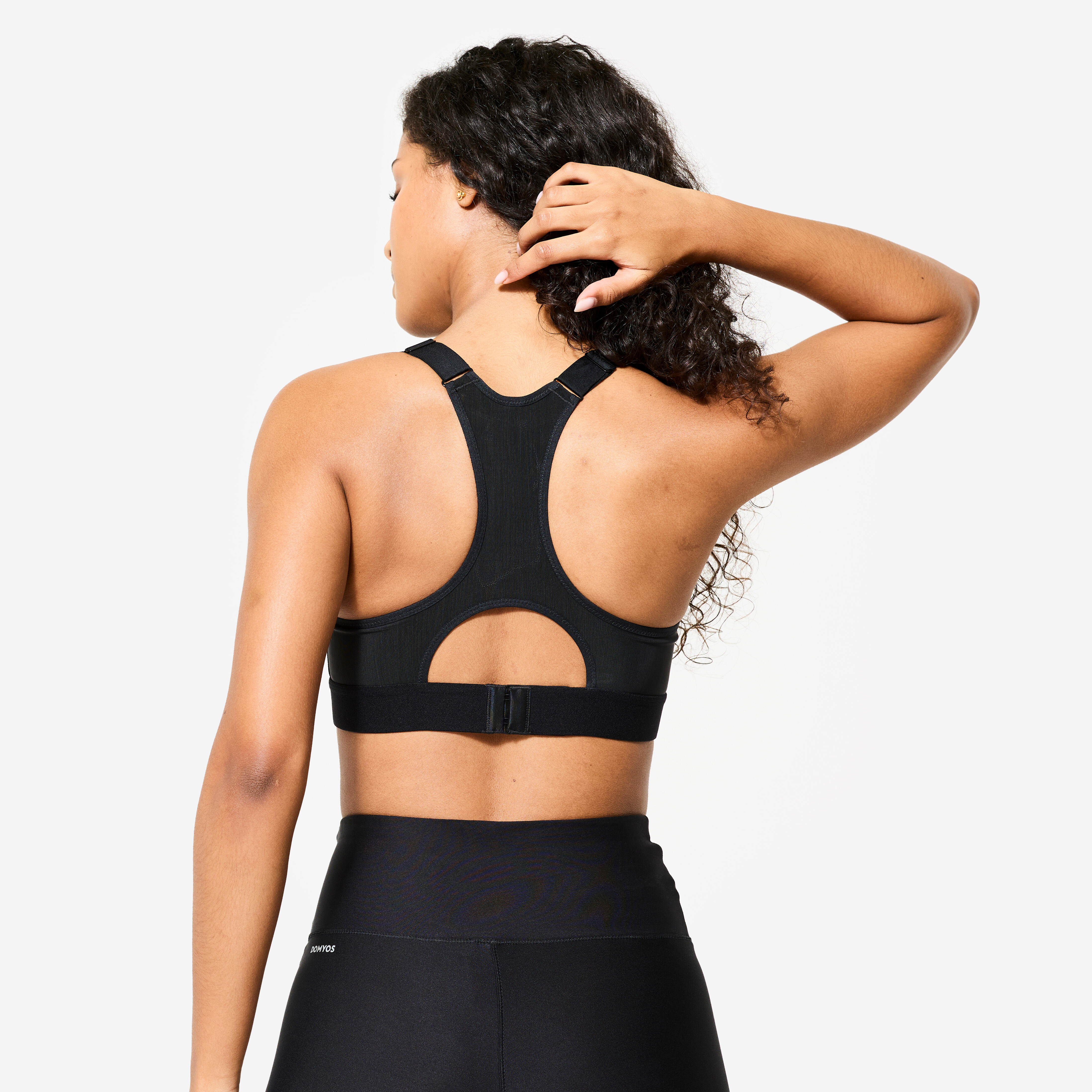 Women’s Fitness High Support Sports Bra - 900 Black - DECATHLON
