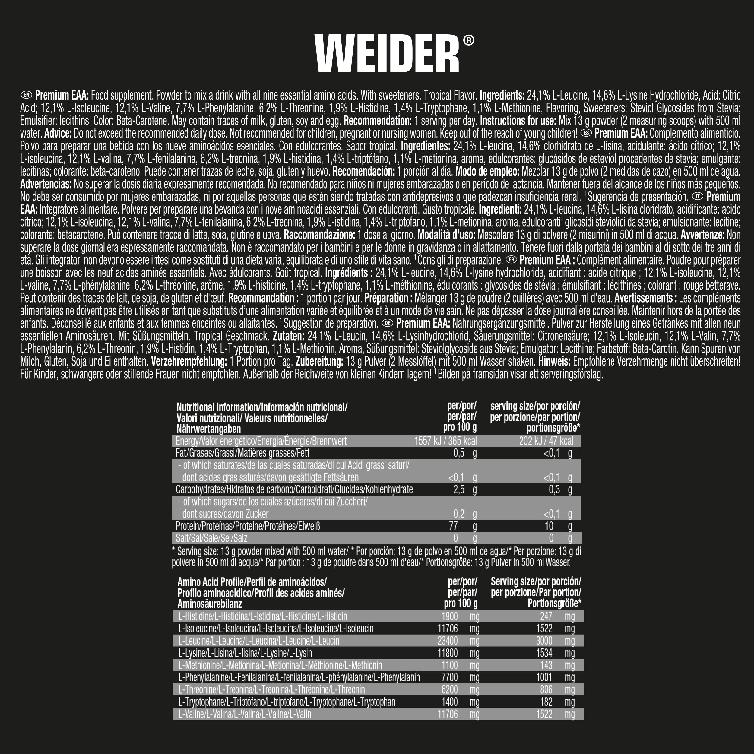 Weider Premium EAA Zero - 325 Gr Aminoacidi Essenziali In Polvere - Foto 4