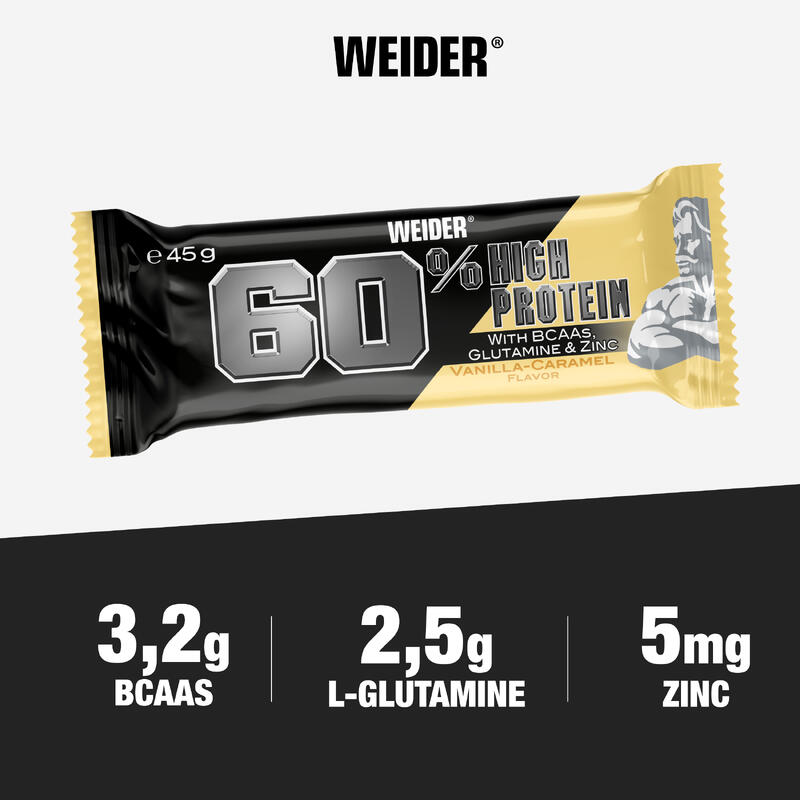 Fehérjeszelet 60%, vanília-karamellás, 3 darab