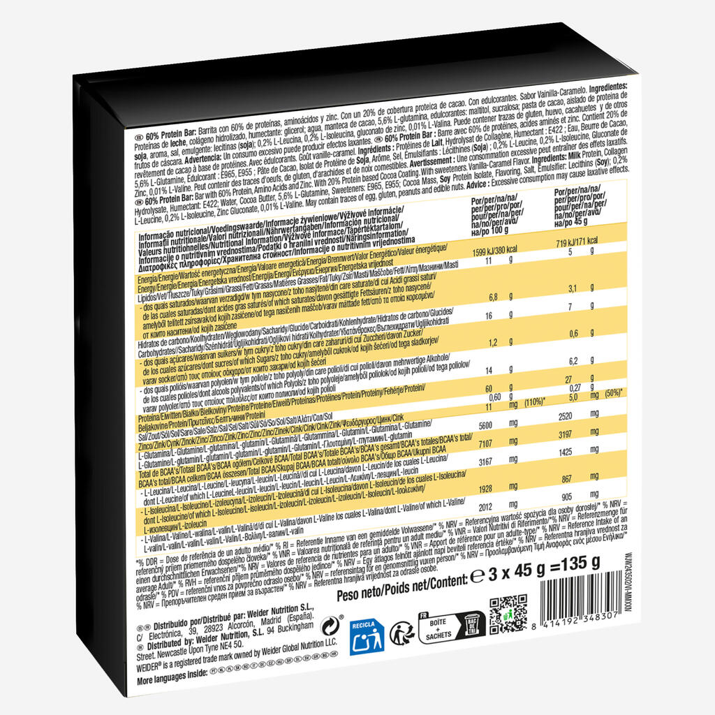 Vaniljemaitseline 60% proteiinibatoon, 3 tk 