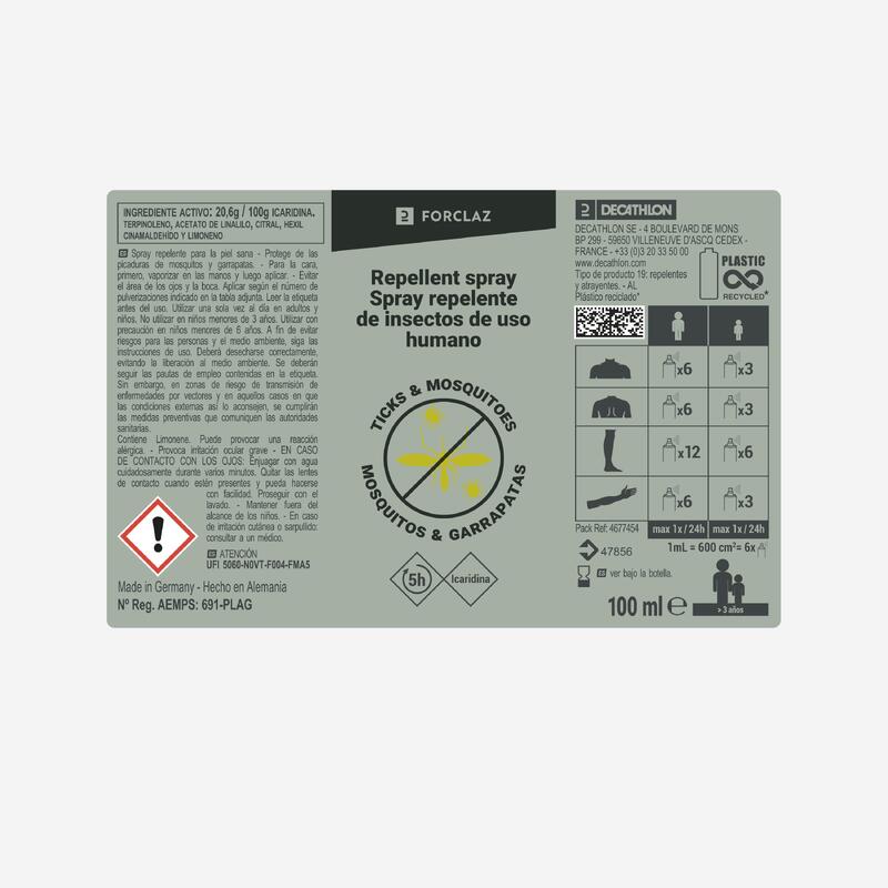Spray répulsif anti moustique et tique  Icaridine - 100 ml ES