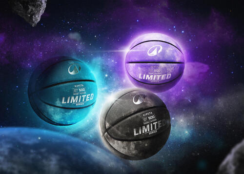 Ballon de basketball taille 7 - bt500 touch - bleu rouge