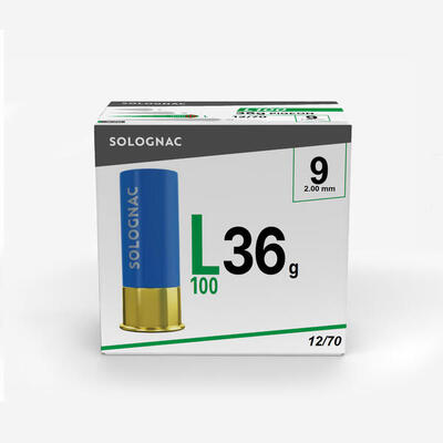 CARTUCHO Caza Solognac L100 36 g CALIBRE 12/70 PERDIGÓN N°9 X25