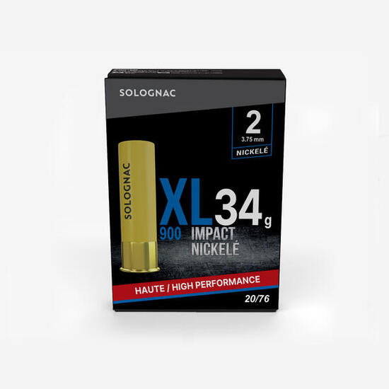 CARTUCHO caza solognac XL900 34 g NI CALIBRE 20/76 PERDIGONES N.° 2 x10
