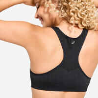 Women's Seamless Muscle Back Medium-Support Sports Bra - Black