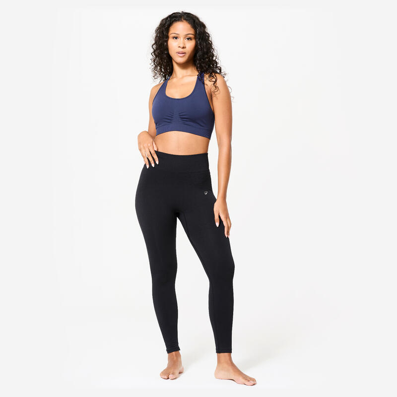Brassière bretelles croisées maintien léger Femme, Bleu foncé