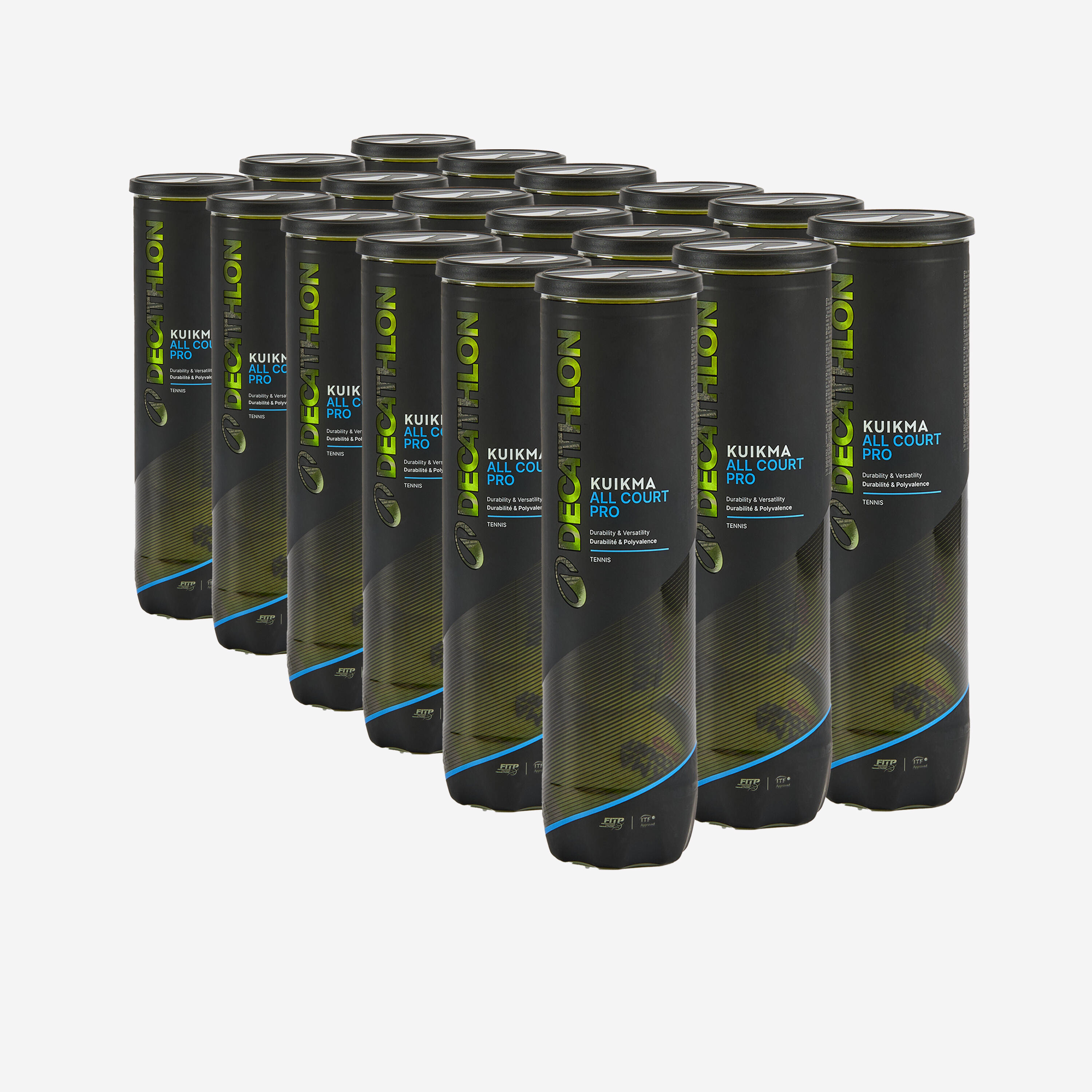 Balle de tennis polyvalente 18 tubes de 4 balles, Kuikma All Court Pro