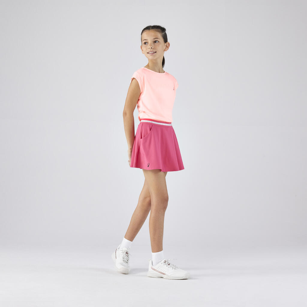 Jupe de tennis fille - TSK DRY F Rose Carmin